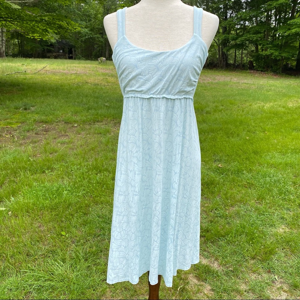 FRESH PRODUCE DRESS BLUE PRINT EMPIRE WAIST SLEEVELESS USA SIZE S